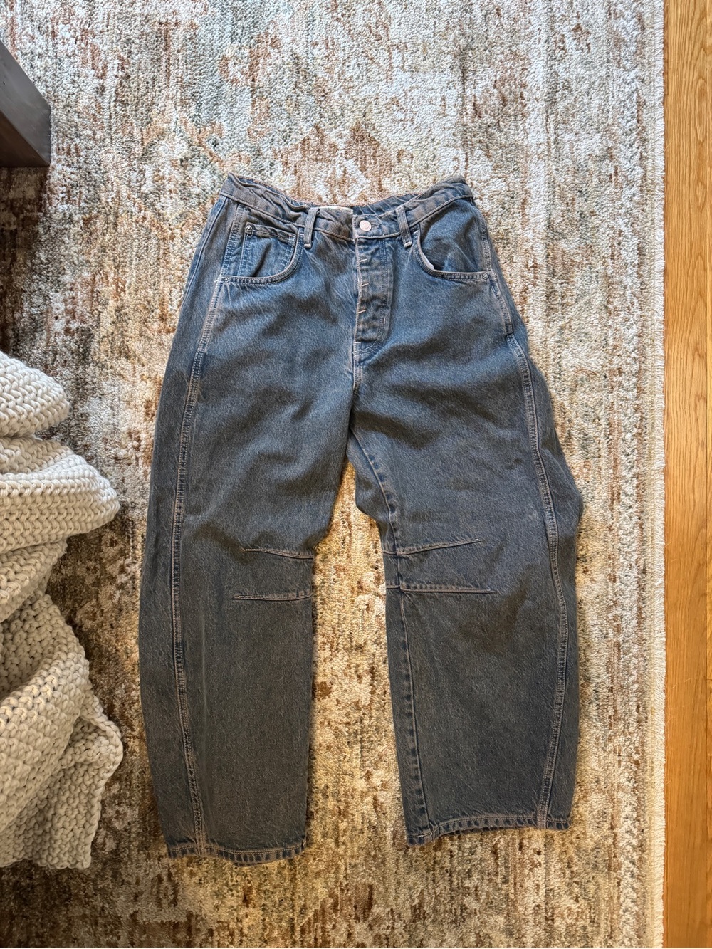Free People / We The Free Good Luck Mid-Rise Barrel Jeans, size 27